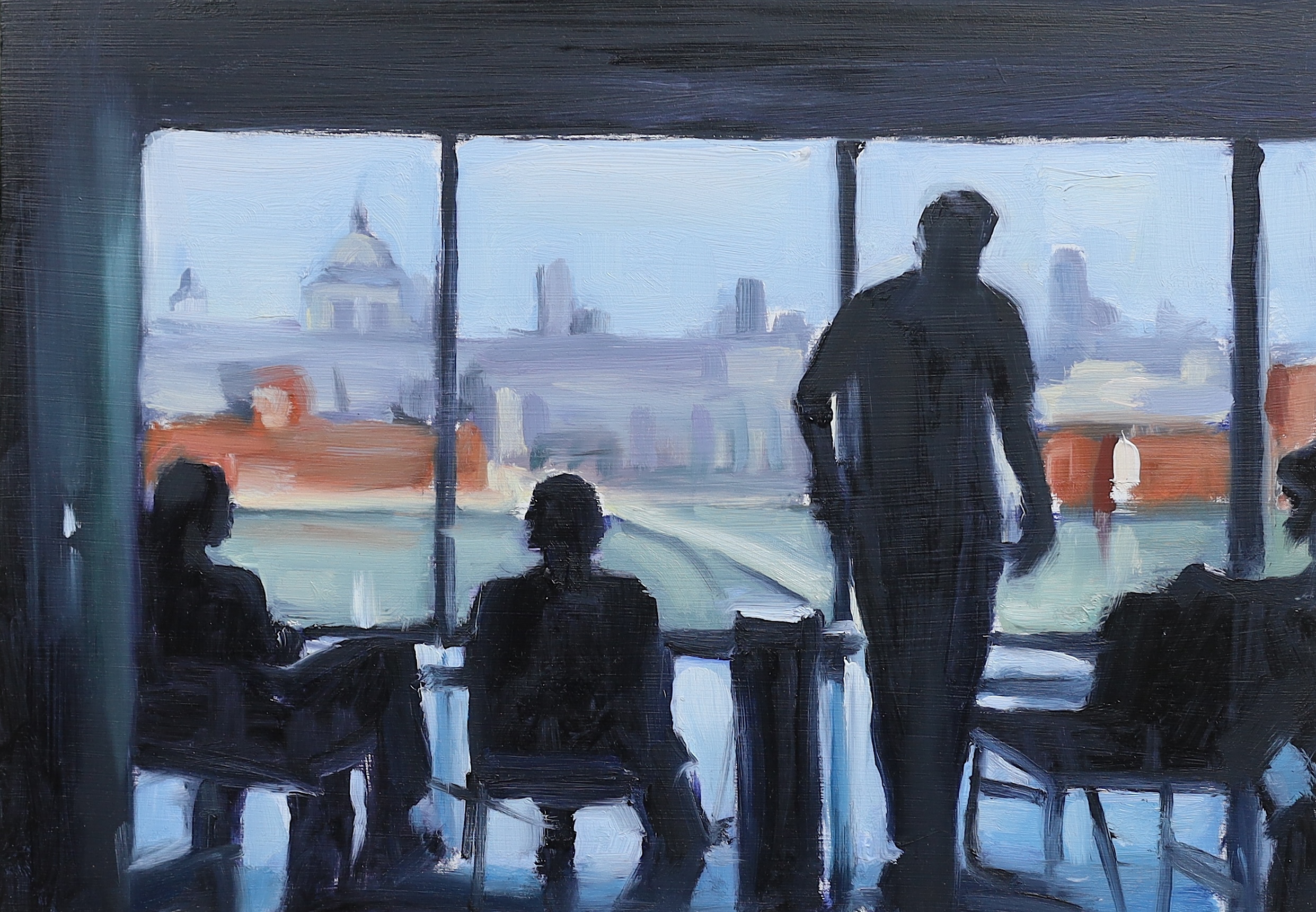 Liam Spencer (British, b.1964), View from the Tate Modern, oil on board, 25 x 35.5cm